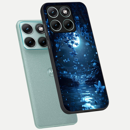 Moonlight Petal Dream phone case For Moto Edge 70 Fusion showing premium glass back cover with detailed artwork