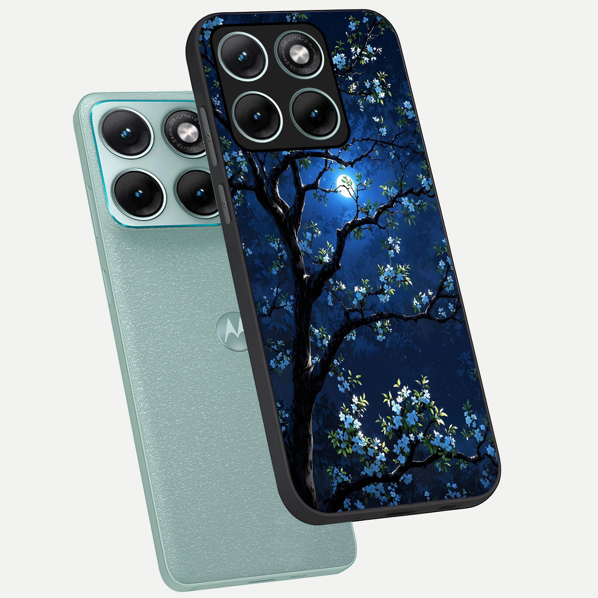  Mystic Floral Night phone case For Moto Edge 70 Fusion showing premium glass back cover with detailed artwork