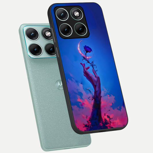  Mystic Hand phone case For Moto Edge 70 Fusion showing premium glass back cover with detailed artwork