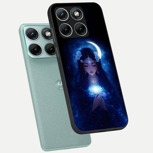  Mystic Moon Queen phone case For Moto Edge 70 Fusion showing premium glass back cover with detailed artwork