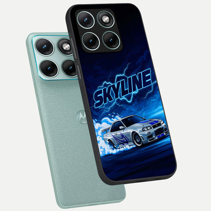  Neon Drift Beast phone case For Moto Edge 70 Fusion showing premium glass back cover with detailed artwork
