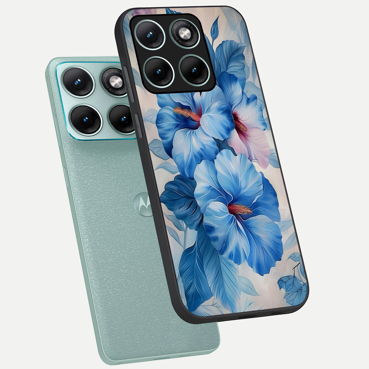  Ocean Hibiscus Grace phone case For Moto Edge 70 Fusion showing premium glass back cover with detailed artwork