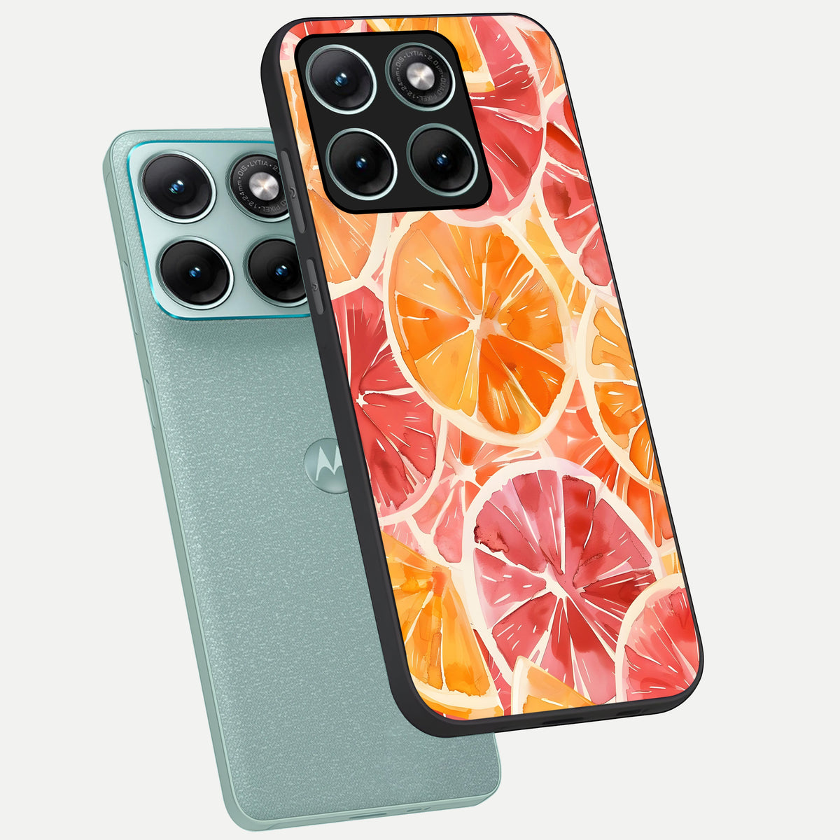  Orange Fruits Pattern phone case For Moto Edge 70 Fusion showing premium glass back cover with detailed artwork