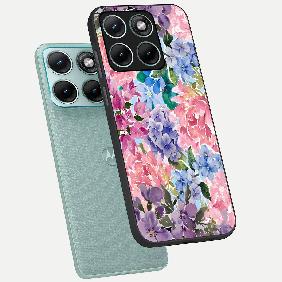  Pastel Floral Mix phone case For Moto Edge 70 Fusion showing premium glass back cover with detailed artwork
