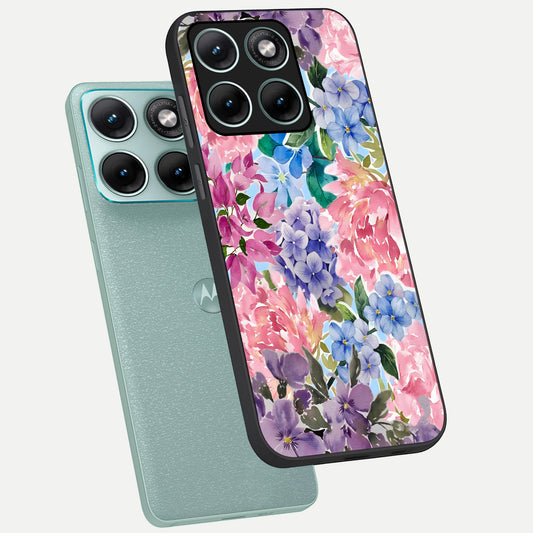  Pastel Floral Mix phone case For Moto Edge 70 Fusion showing premium glass back cover with detailed artwork