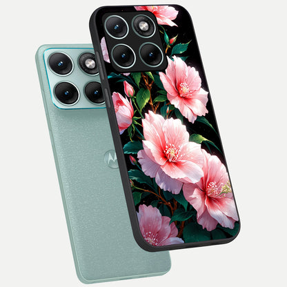  Peach Flower phone case For Moto Edge 70 Fusion showing premium glass back cover with detailed artwork