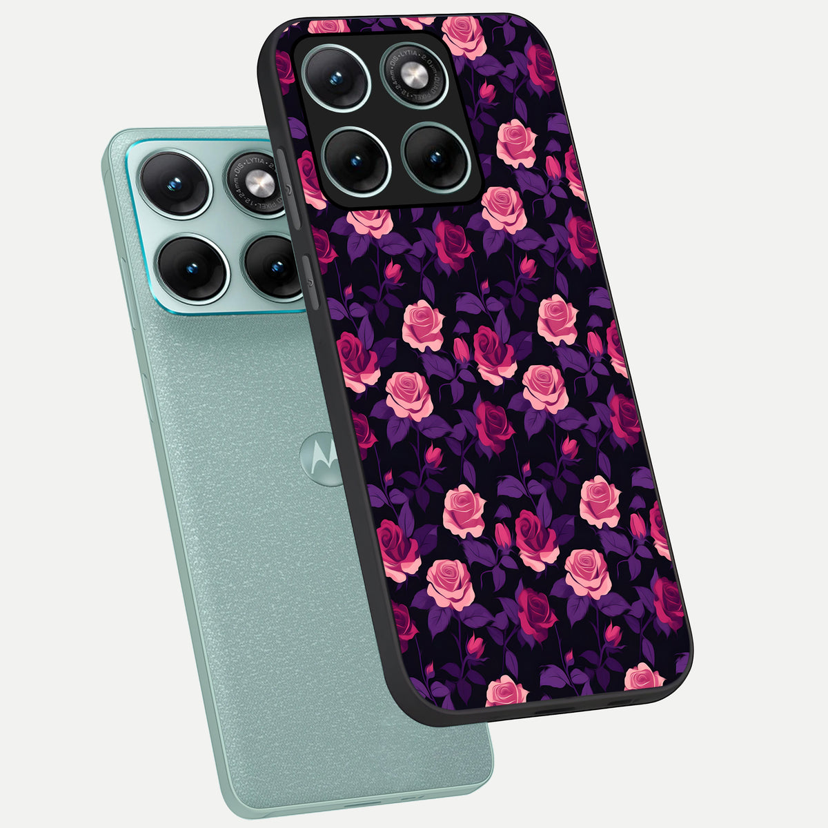  Rose Garden Twilight phone case For Moto Edge 70 Fusion showing premium glass back cover with detailed artwork