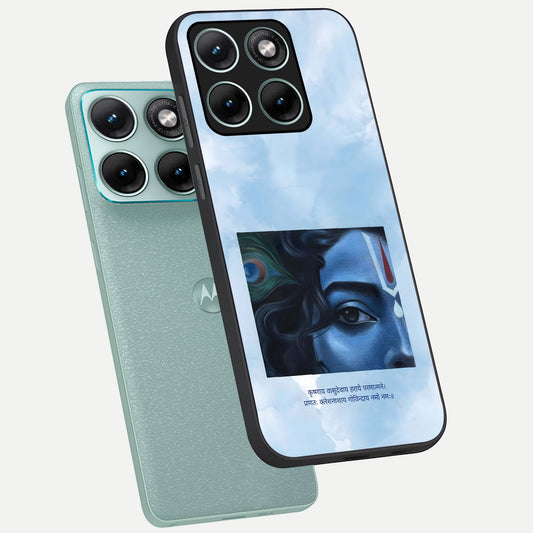  Spiritual Krishna phone case For Moto Edge 70 Fusion showing premium glass back cover with detailed artwork