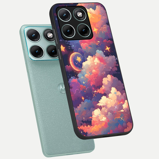  Starlit Dream Clouds phone case For Moto Edge 70 Fusion showing premium glass back cover with detailed artwork