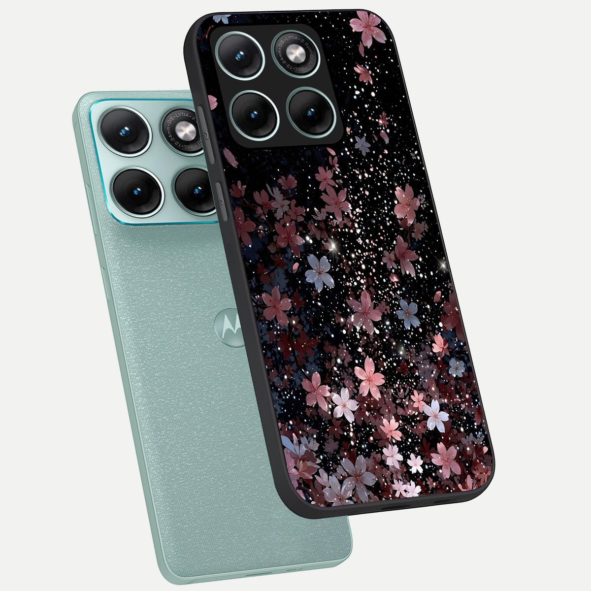  Starlit Flower Dreams phone case For Moto Edge 70 Fusion showing premium glass back cover with detailed artwork