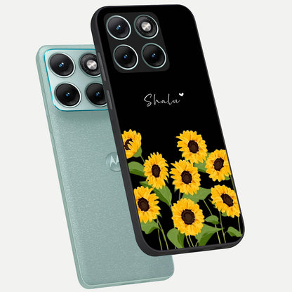  Sunflower Sky Bloom phone case For Moto Edge 70 Fusion showing premium glass back cover with detailed artwork