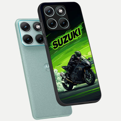  Suzuki Speed Beast phone case For Moto Edge 70 Fusion showing premium glass back cover with detailed artwork
