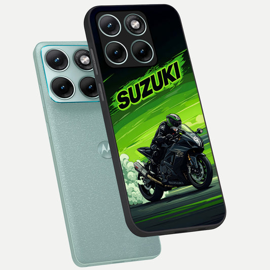  Suzuki Speed Beast phone case For Moto Edge 70 Fusion showing premium glass back cover with detailed artwork