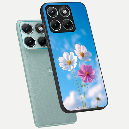  Tripple Flowers With Sky phone case For Moto Edge 70 Fusion showing premium glass back cover with detailed artwork