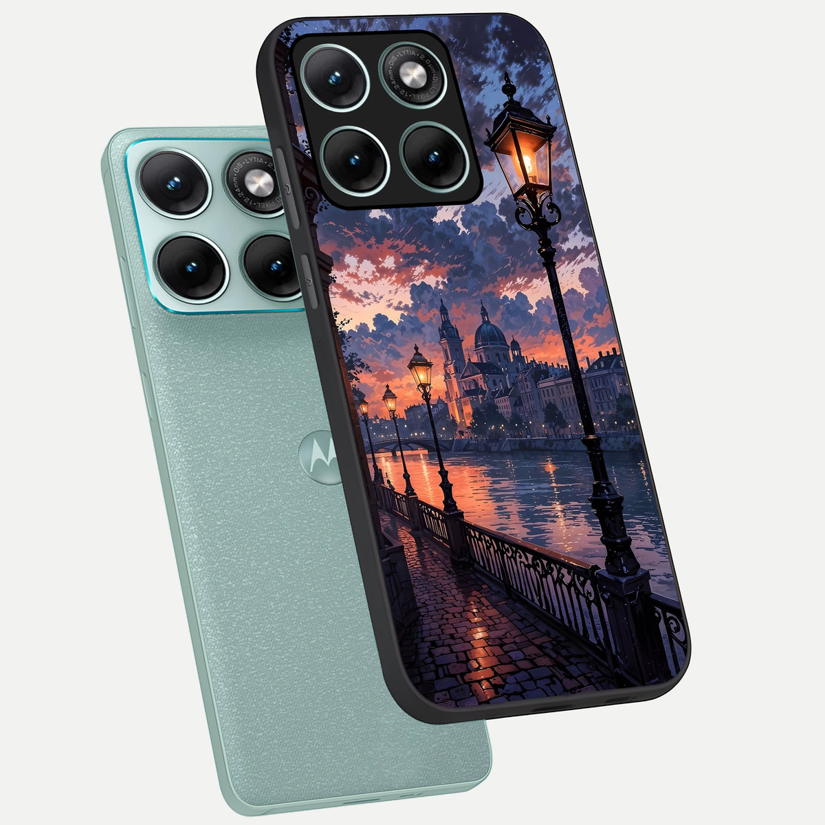  Twilight River Lights phone case For Moto Edge 70 Fusion showing premium glass back cover with detailed artwork