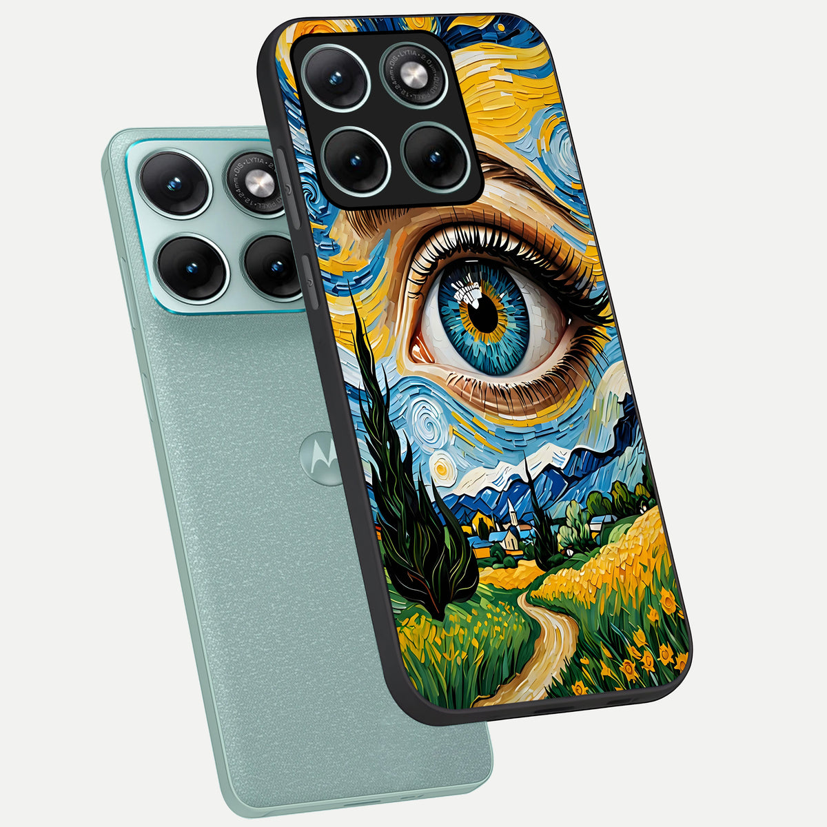  Van Gogh Eye phone case For Moto Edge 70 Fusion showing premium glass back cover with detailed artwork