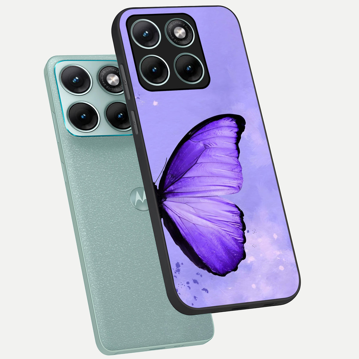  Violet Dream Wing phone case For Moto Edge 70 Fusion showing premium glass back cover with detailed artwork