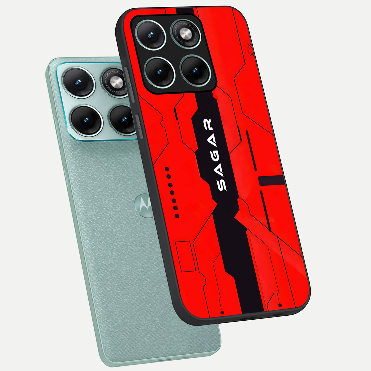  Voltage Rise CYBERPUNK Custom Name phone case For Moto Edge 70 Fusion showing premium custom name glass back cover