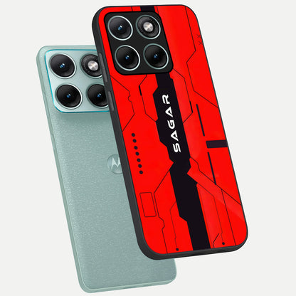  Voltage Rise CYBERPUNK Custom Name phone case For Moto Edge 70 Fusion showing premium custom name glass back cover