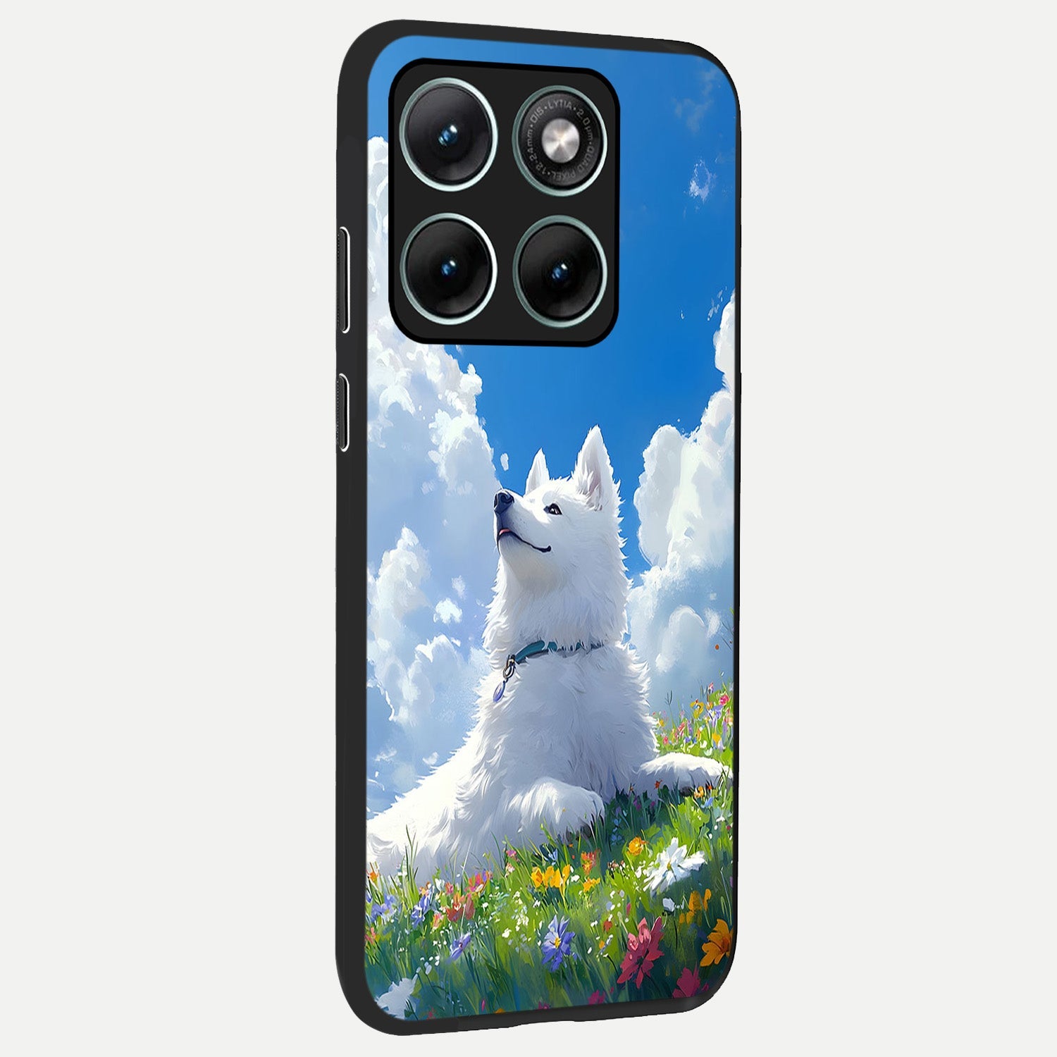  Blissful Cloud Pup back cover For Moto Edge 70 Fusion slim fit glass case with vibrant aesthetic design