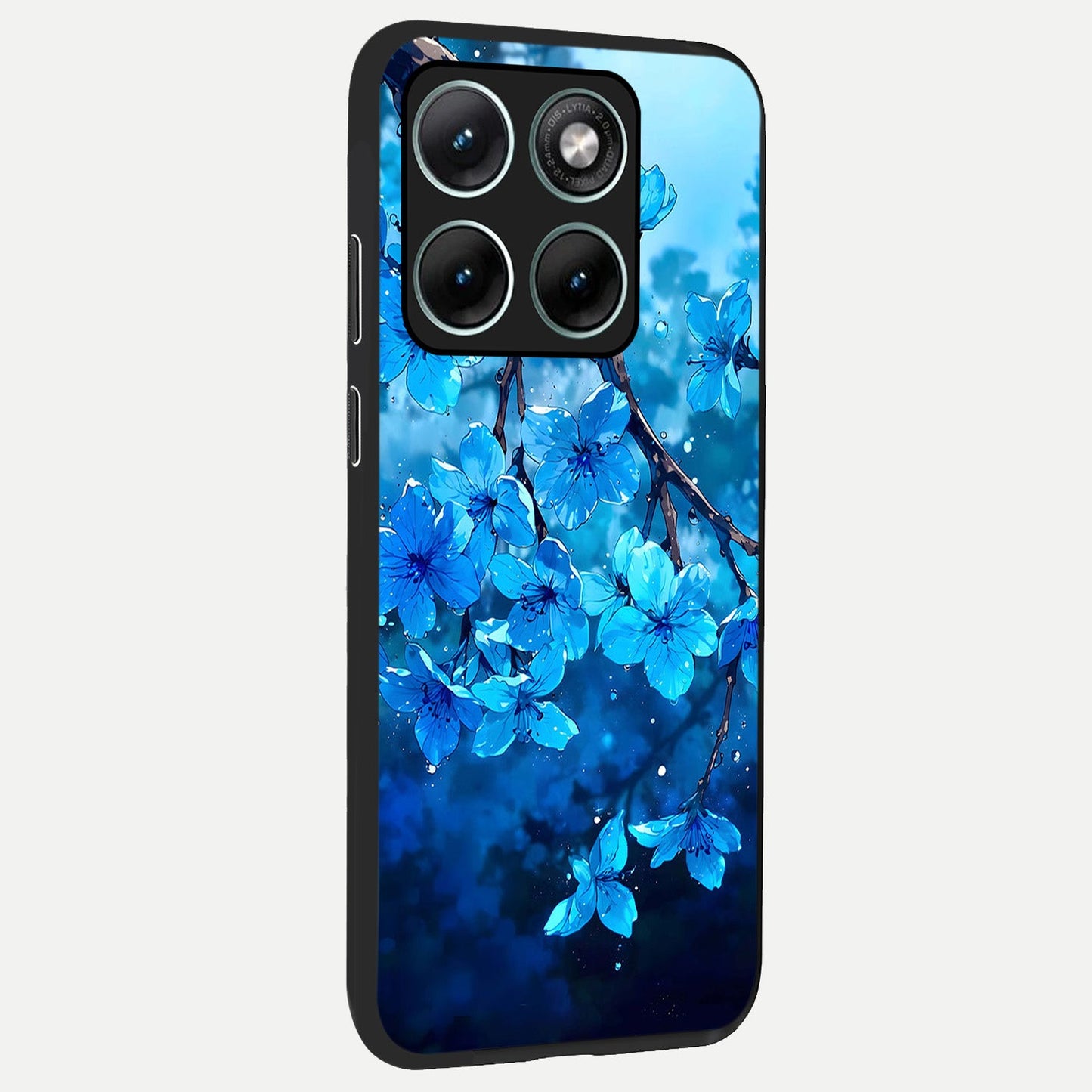  Blue Blossoms Branch back cover For Moto Edge 70 Fusion slim fit glass case with vibrant aesthetic design