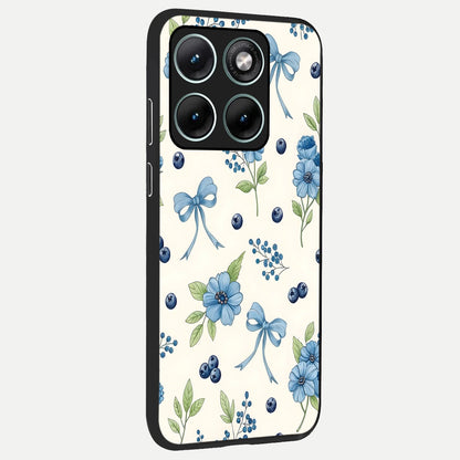  Blue Flower And Bow back cover For Moto Edge 70 Fusion slim fit glass case with vibrant aesthetic design