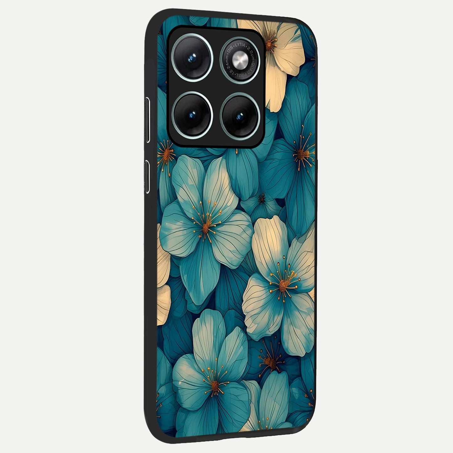  Blue Shade Floral back cover For Moto Edge 70 Fusion slim fit glass case with vibrant aesthetic design