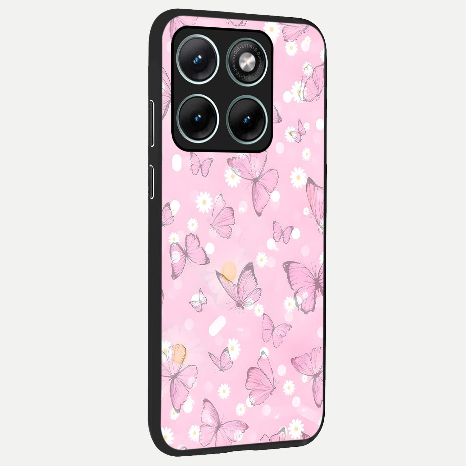  Blush Butterfly Garden back cover For Moto Edge 70 Fusion slim fit glass case with vibrant aesthetic design