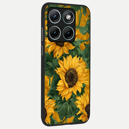  Bright Sunflower Bloom back cover For Moto Edge 70 Fusion slim fit glass case with vibrant aesthetic design
