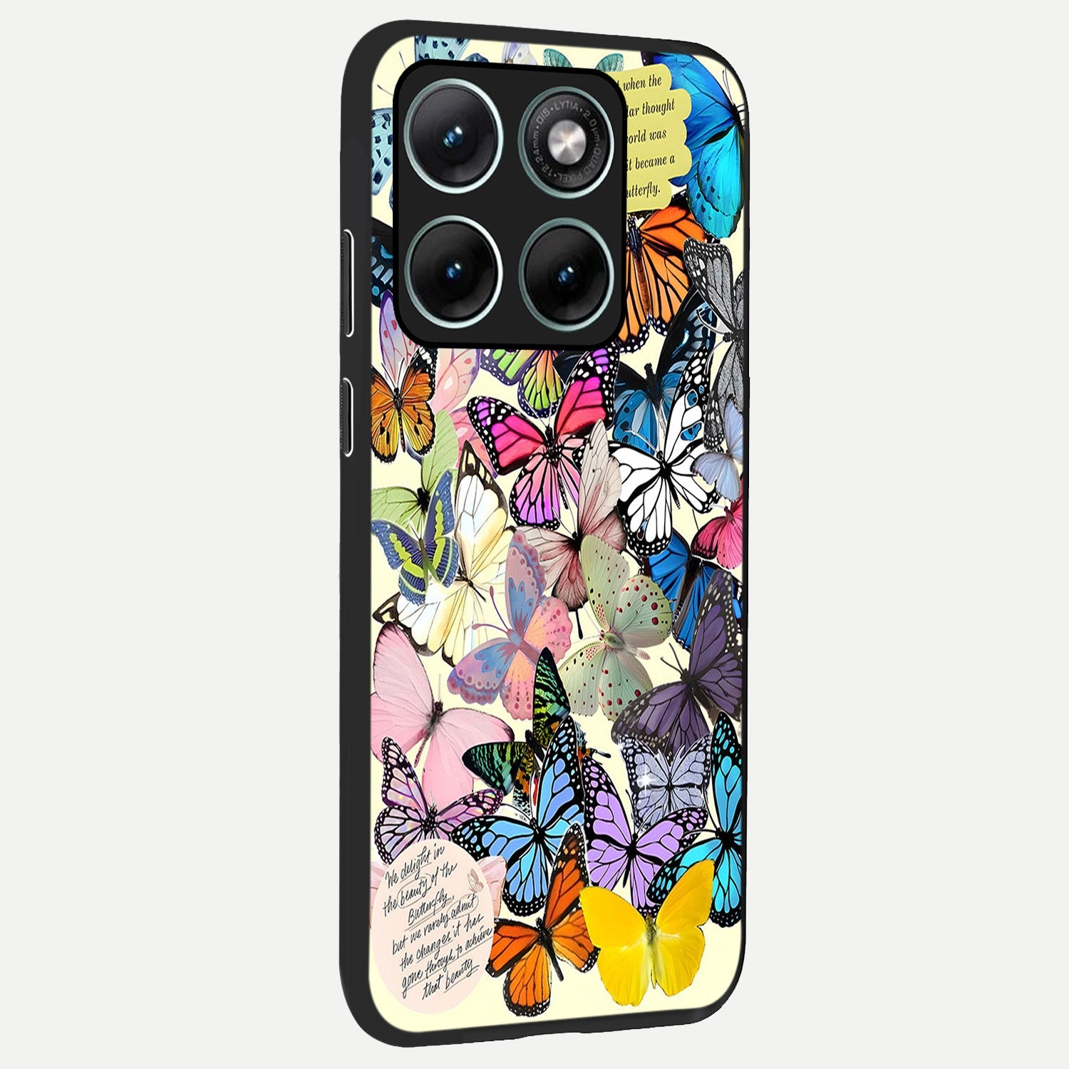  Butterflies Petal Dream back cover For Moto Edge 70 Fusion slim fit glass case with vibrant aesthetic design