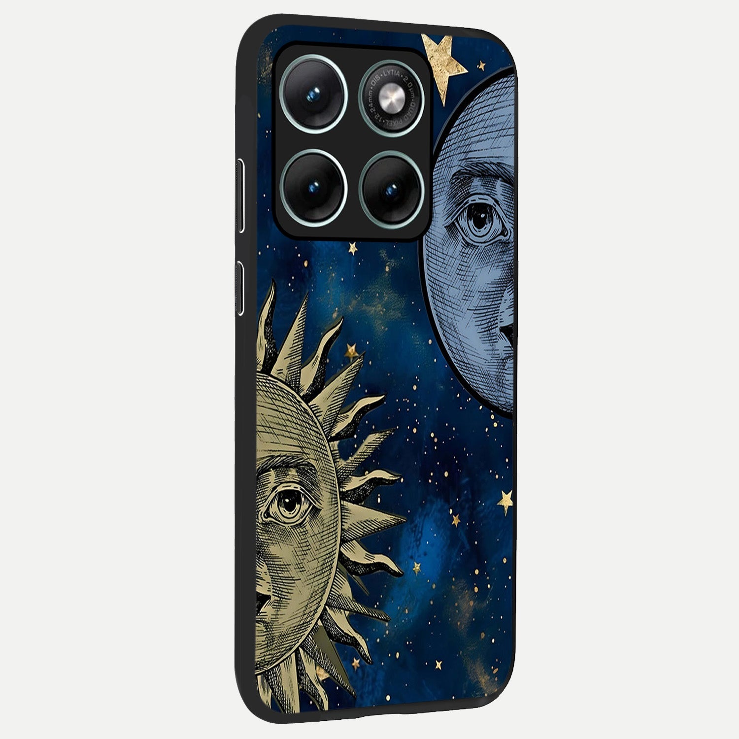  Celestial Moon With Sun back cover For Moto Edge 70 Fusion slim fit glass case with vibrant aesthetic design