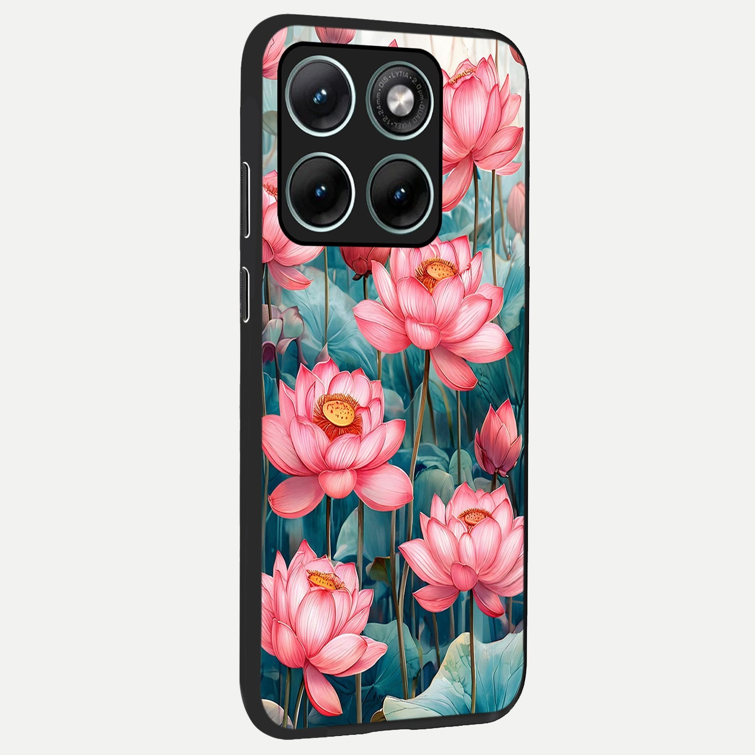  Celestial Pink Lotus back cover For Moto Edge 70 Fusion slim fit glass case with vibrant aesthetic design