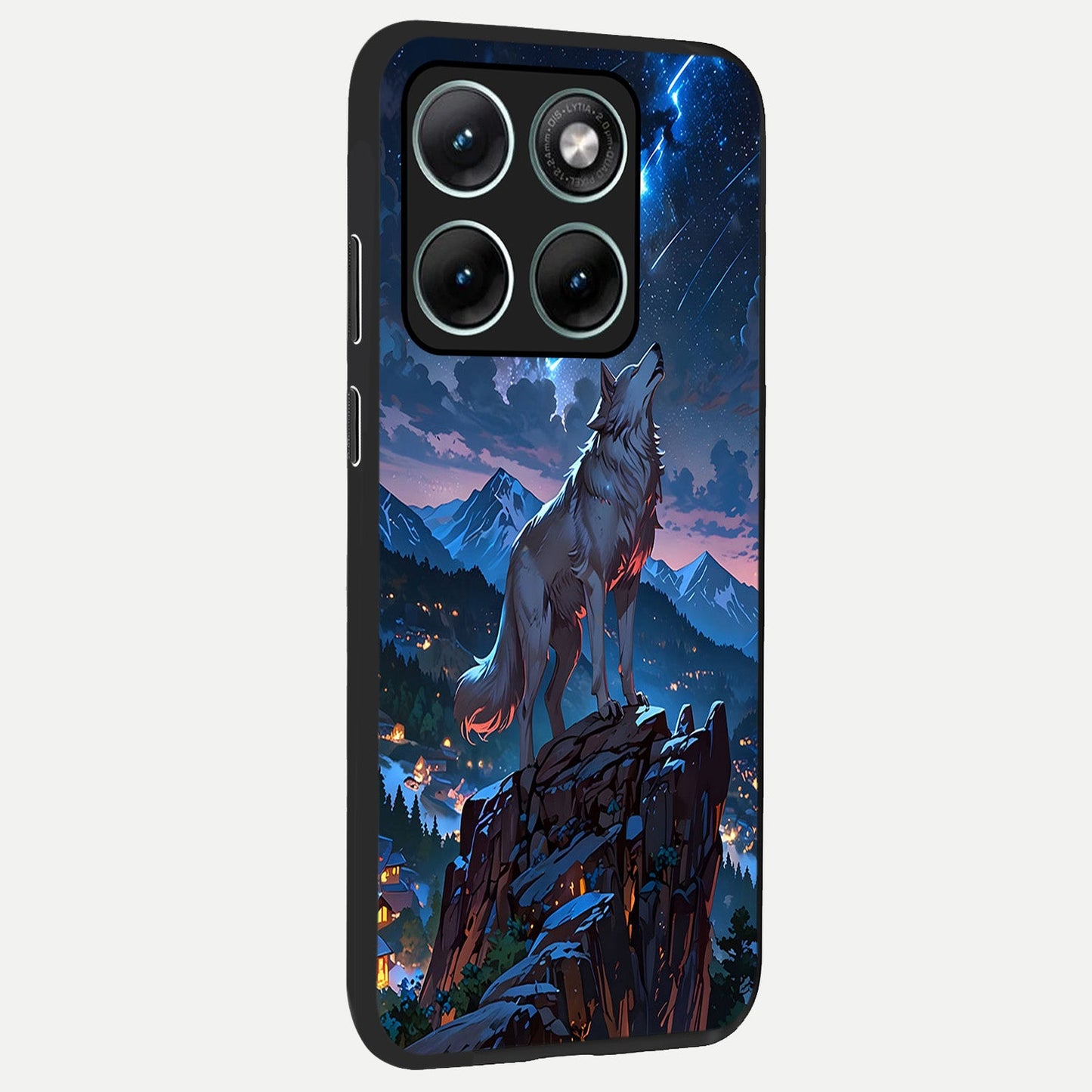  Celestial Wolf Howl back cover For Moto Edge 70 Fusion slim fit glass case with vibrant aesthetic design