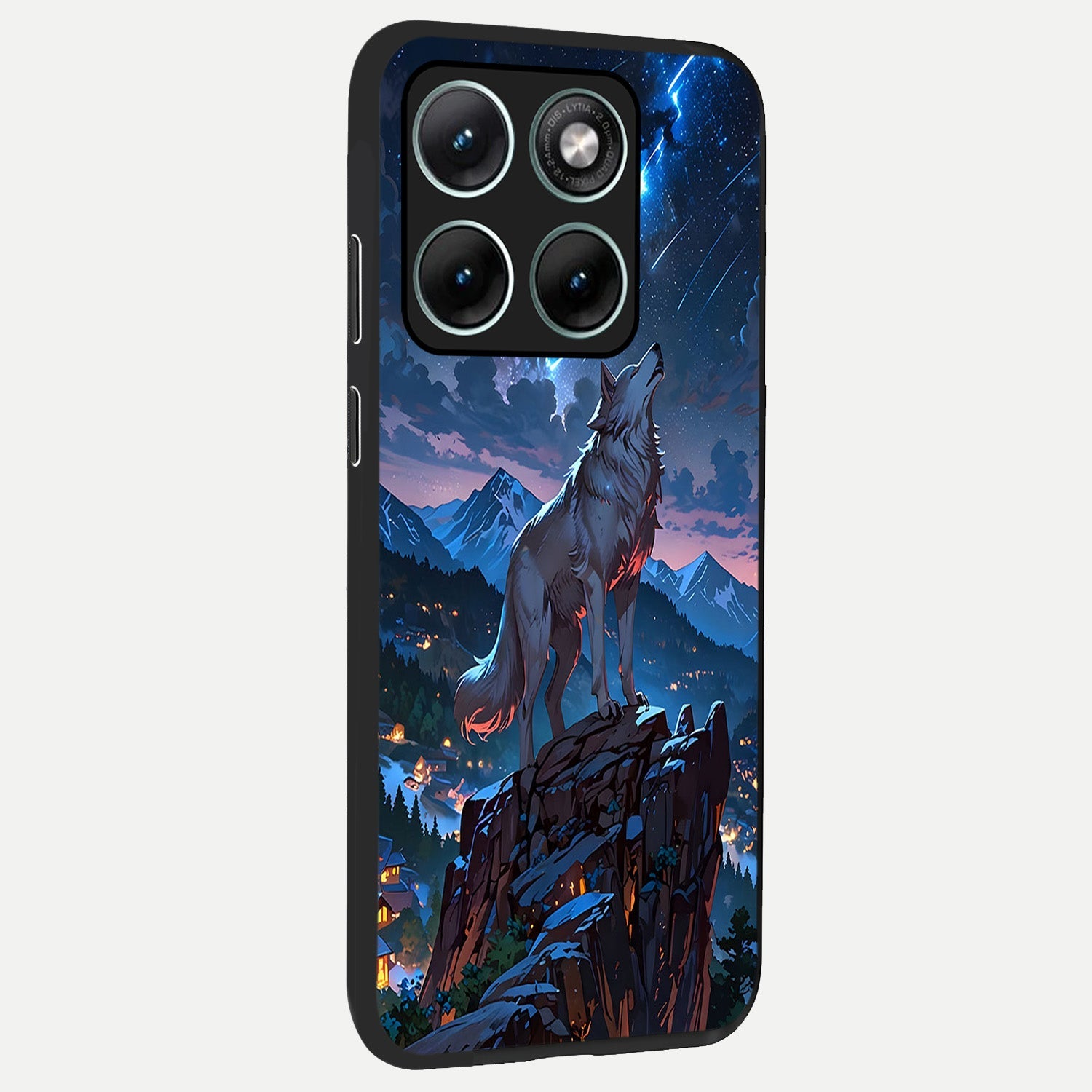  Celestial Wolf Howl back cover For Moto Edge 70 Fusion slim fit glass case with vibrant aesthetic design