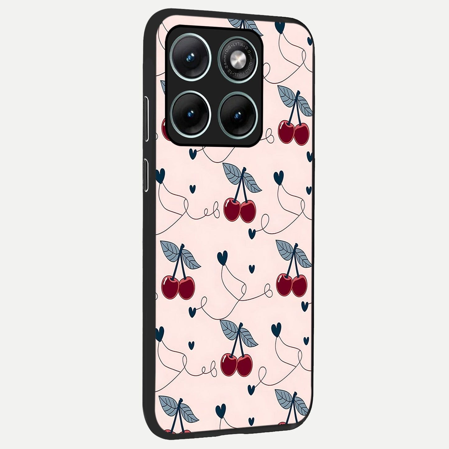  Cherry Heart Line back cover For Moto Edge 70 Fusion slim fit glass case with vibrant aesthetic design
