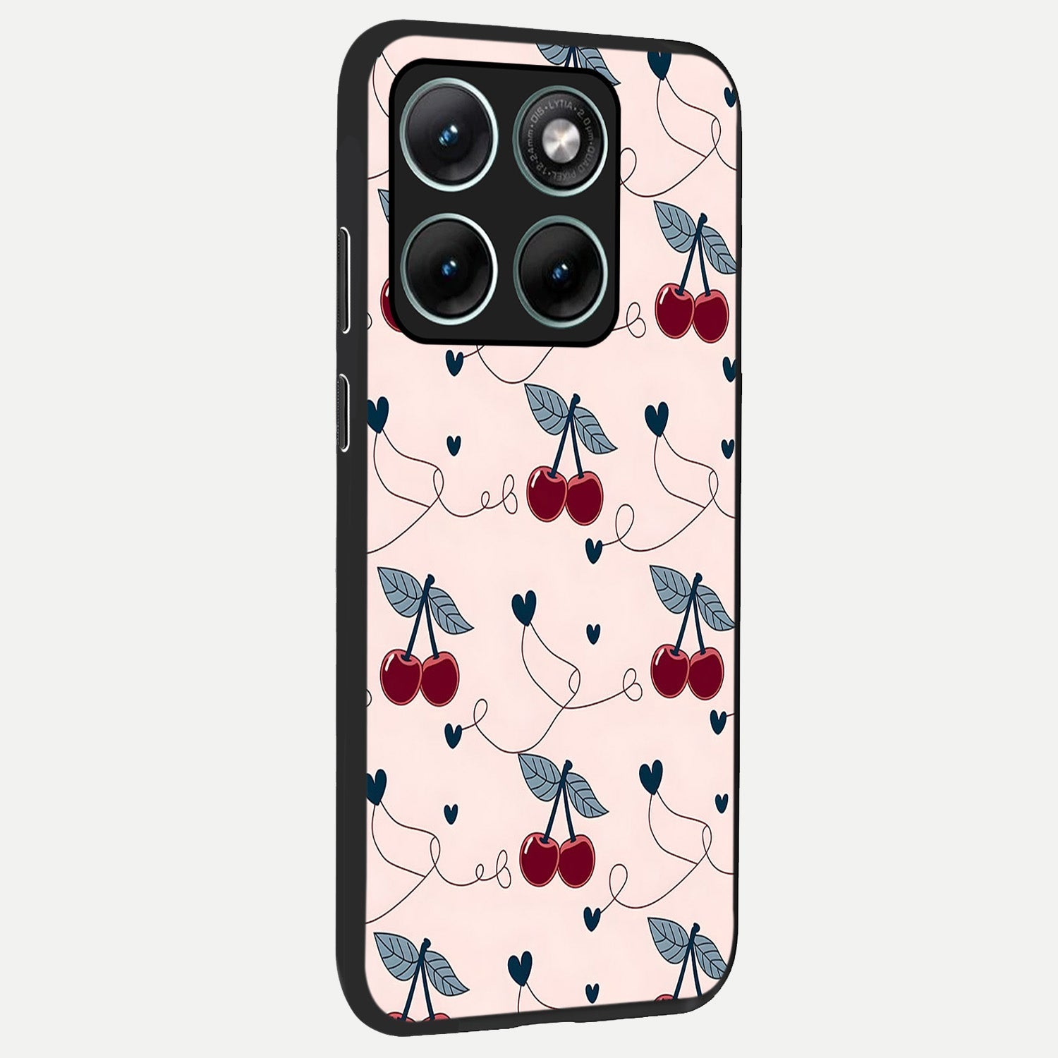  Cherry Heart Line back cover For Moto Edge 70 Fusion slim fit glass case with vibrant aesthetic design