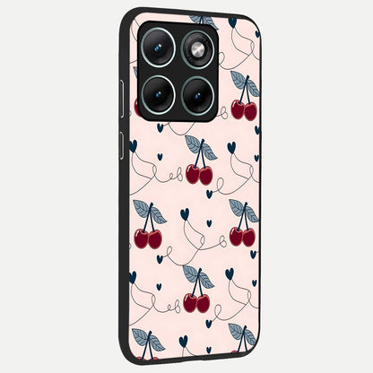  Cherry Heart Line back cover For Moto Edge 70 Fusion slim fit glass case with vibrant aesthetic design