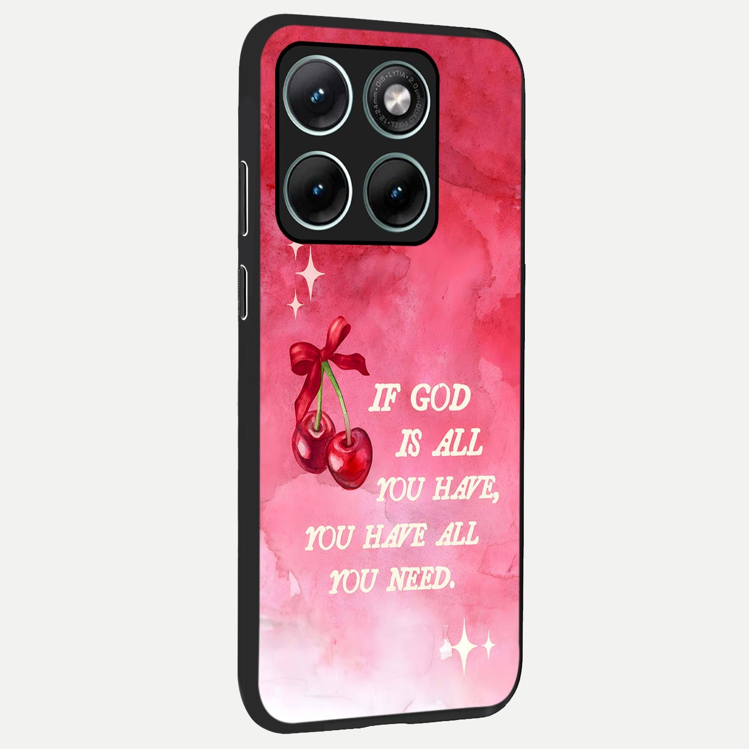  Cherry Quote back cover For Moto Edge 70 Fusion slim fit glass case with vibrant aesthetic design
