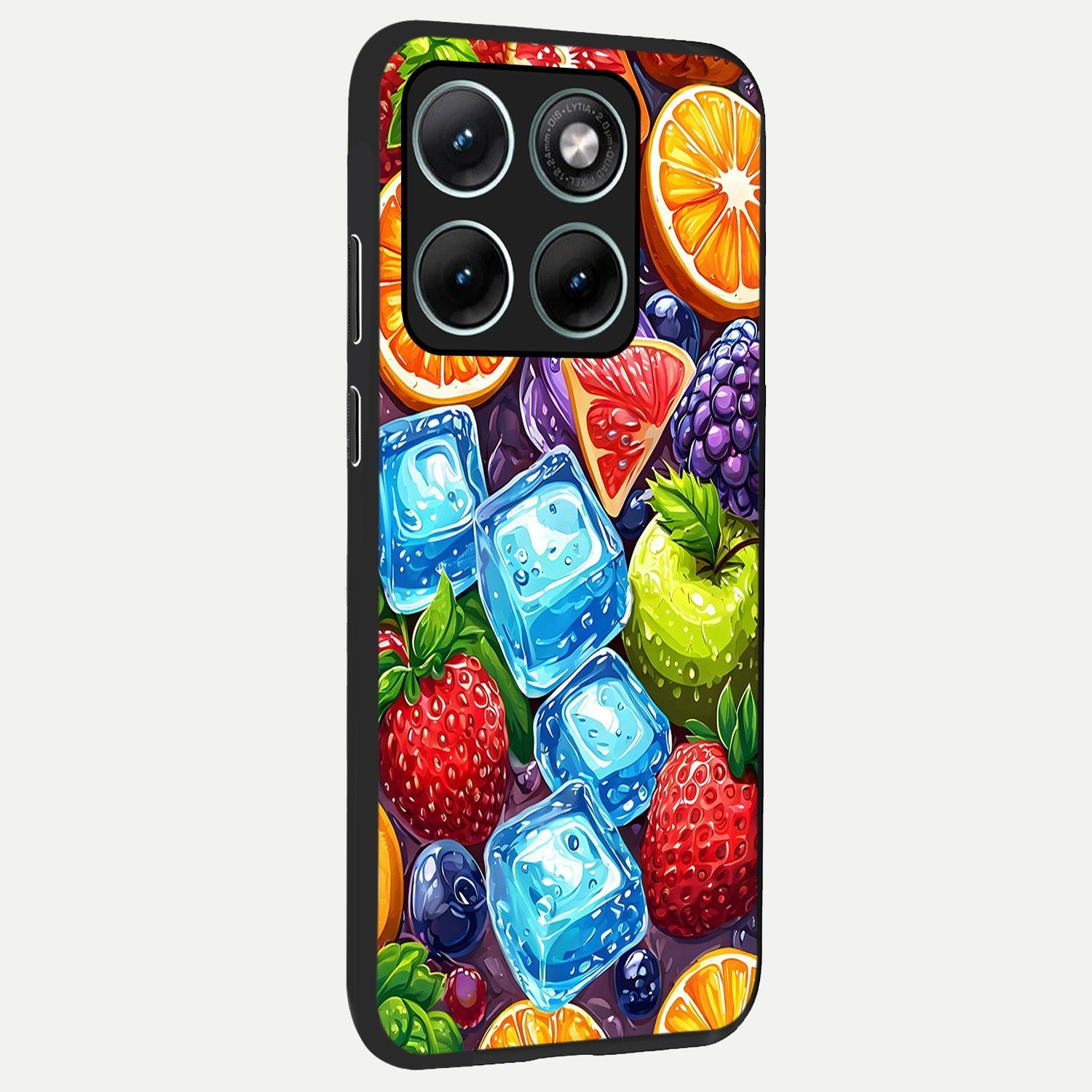  Colorful Fruits with Ice back cover For Moto Edge 70 Fusion slim fit glass case with vibrant aesthetic design