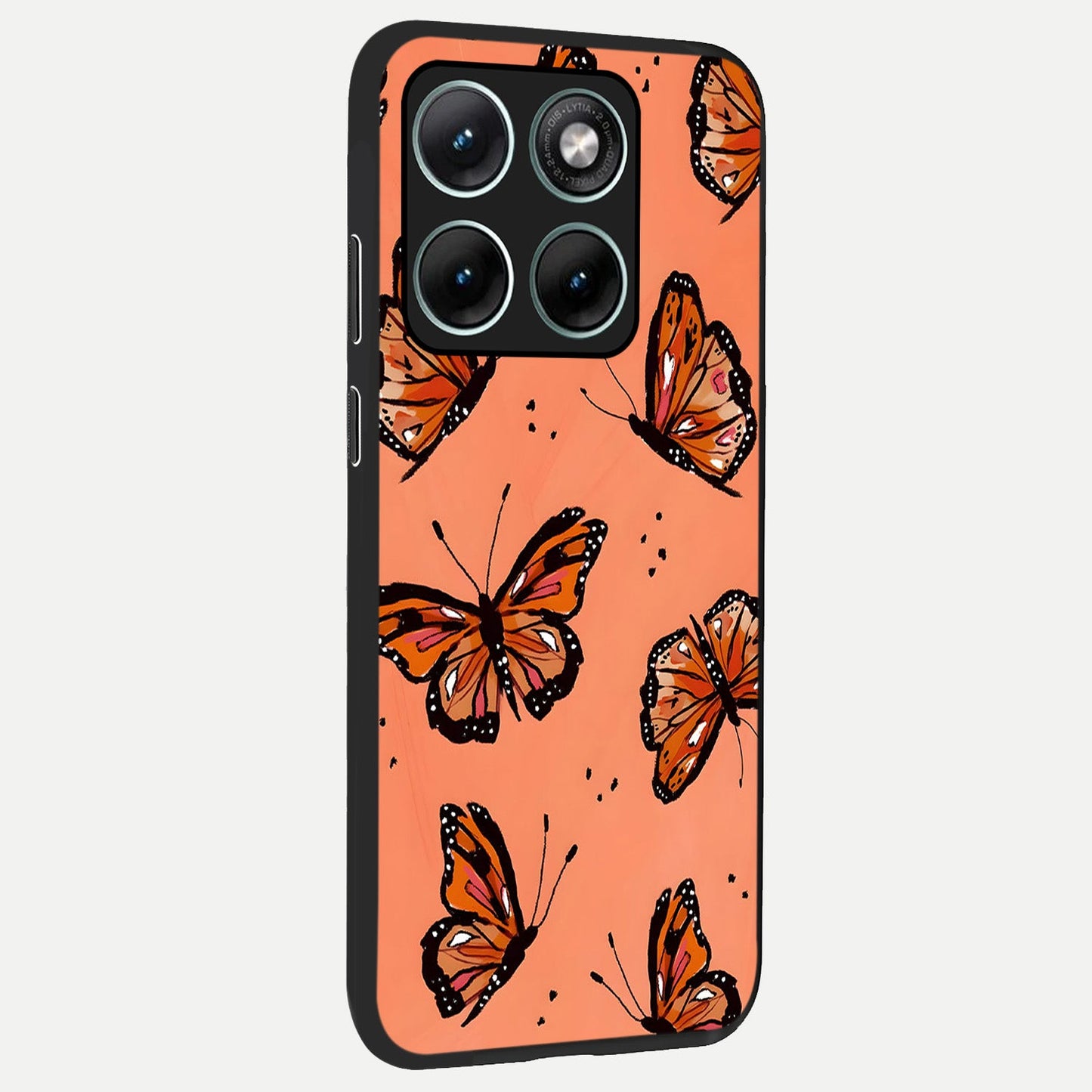  Coral Wing Butterfly back cover For Moto Edge 70 Fusion slim fit glass case with vibrant aesthetic design