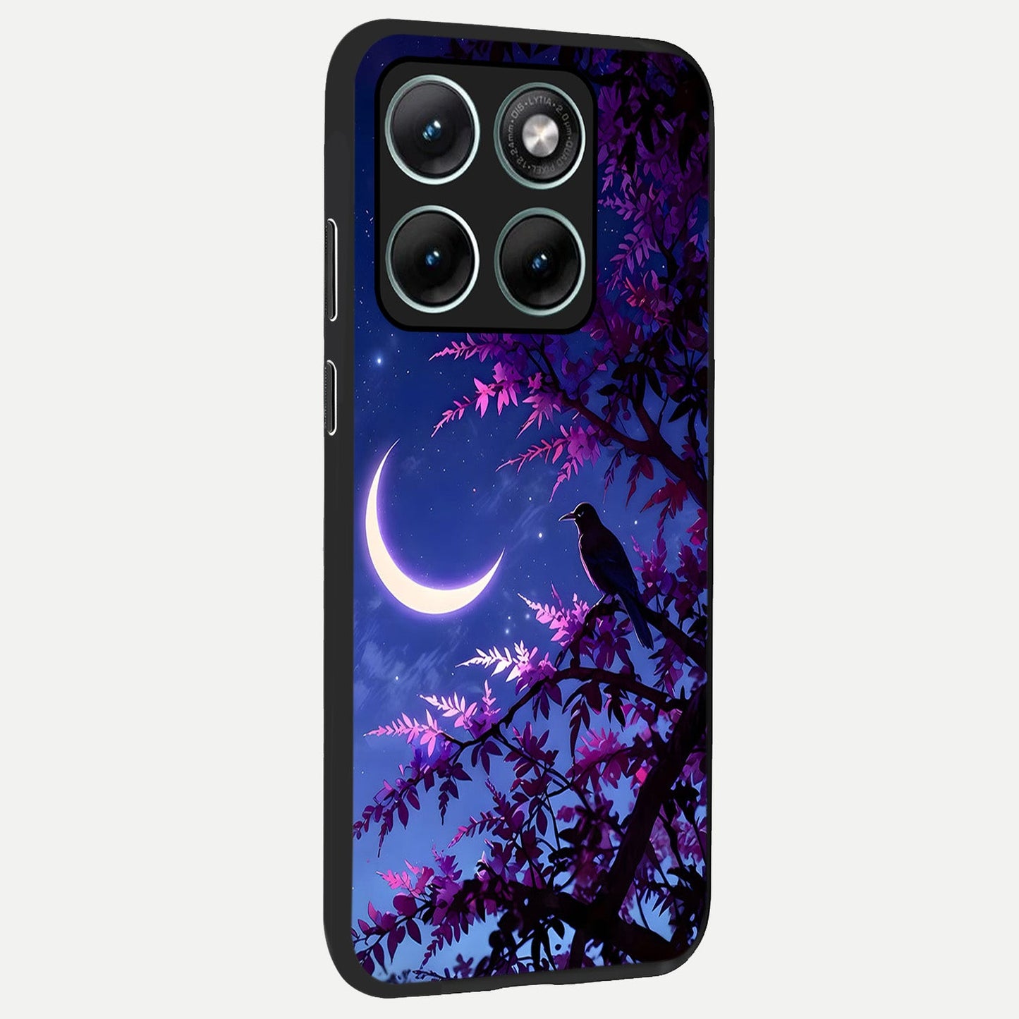  Crow And Moon Scenery back cover For Moto Edge 70 Fusion slim fit glass case with vibrant aesthetic design