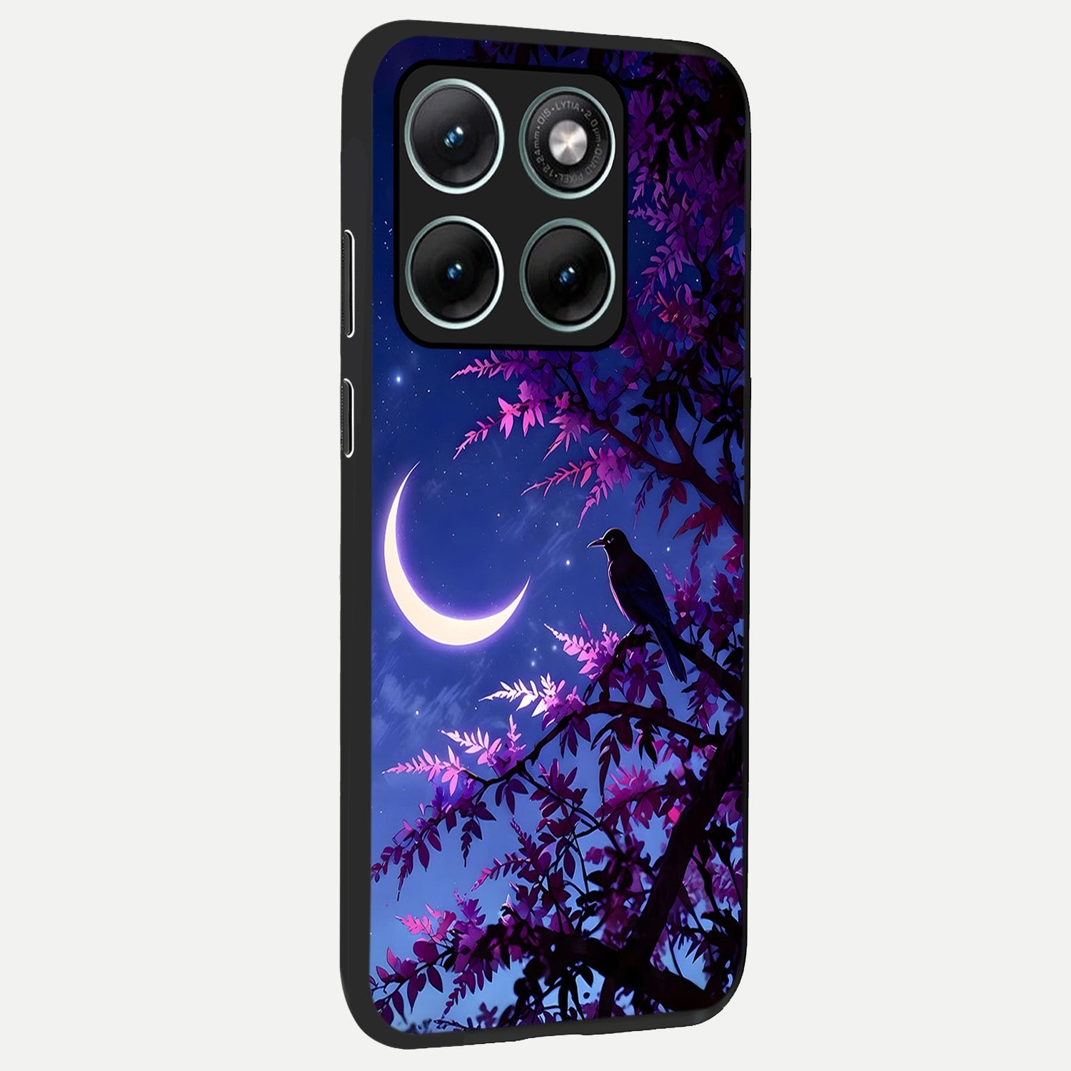  Crow And Moon Scenery back cover For Moto Edge 70 Fusion slim fit glass case with vibrant aesthetic design