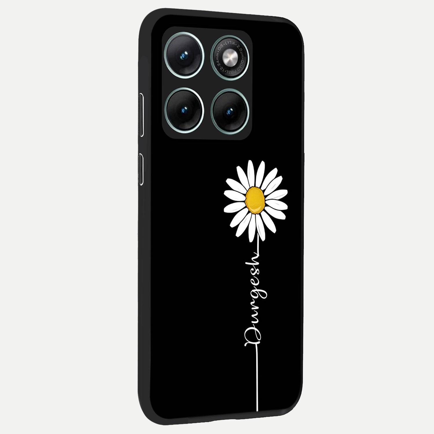  Custom Name White Flower back cover For Moto Edge 70 Fusion slim fit glass case with vibrant aesthetic design