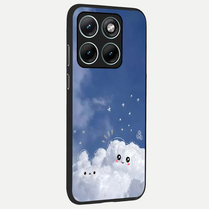  Cute Blossom Cloud back cover For Moto Edge 70 Fusion slim fit glass case with vibrant aesthetic design