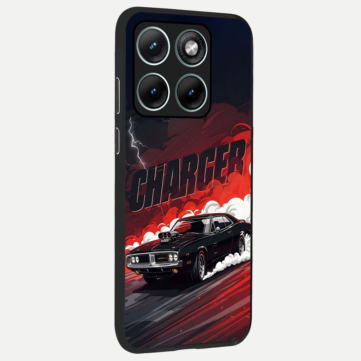 Dark Charger Fury back cover For Moto Edge 70 Fusion slim fit glass case with vibrant aesthetic design