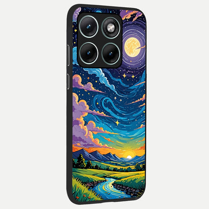  Dreamy Night Landscape back cover For Moto Edge 70 Fusion slim fit glass case with vibrant aesthetic design