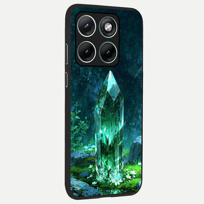  Emerald Light Crystal back cover For Moto Edge 70 Fusion slim fit glass case with vibrant aesthetic design
