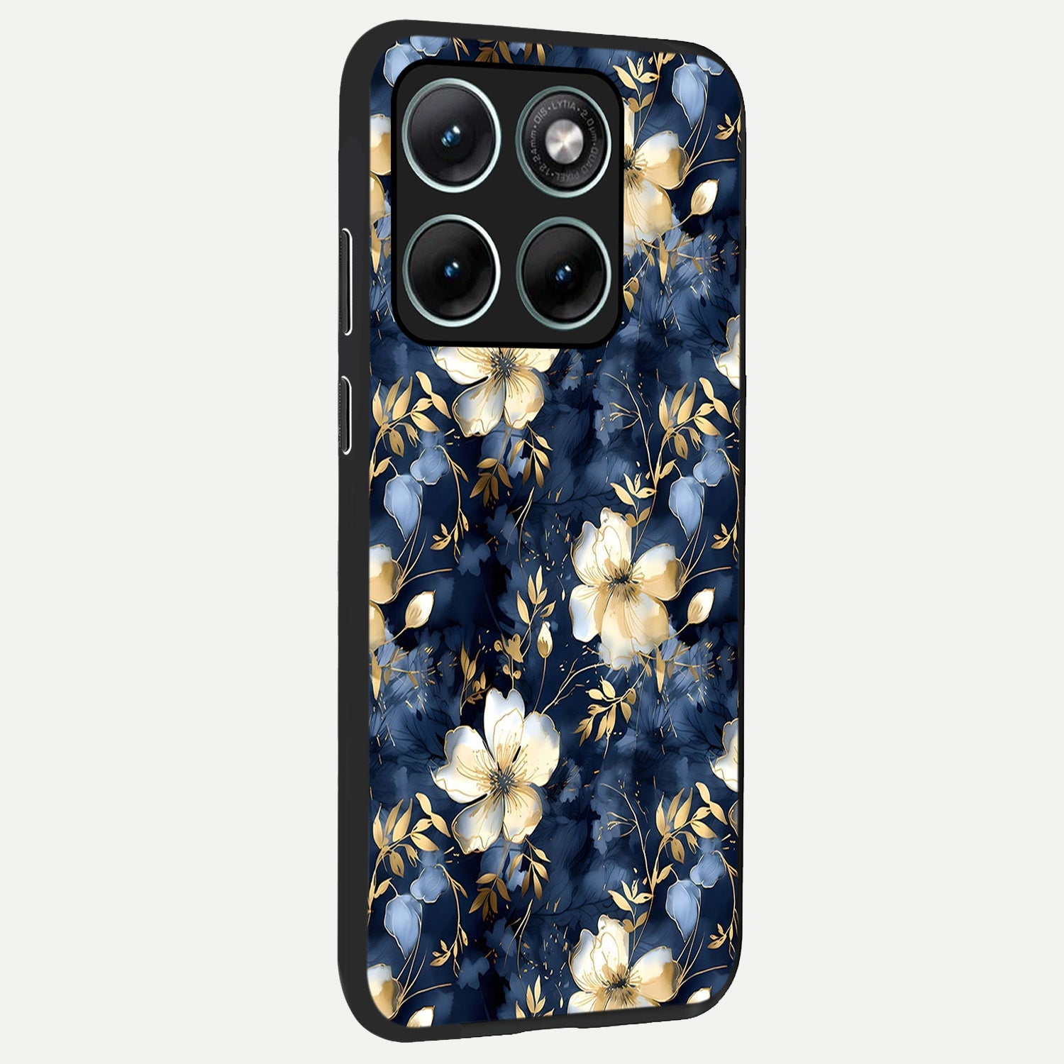  Golden Midnight Bloom back cover For Moto Edge 70 Fusion slim fit glass case with vibrant aesthetic design