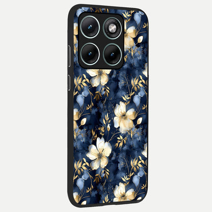  Golden Midnight Bloom back cover For Moto Edge 70 Fusion slim fit glass case with vibrant aesthetic design