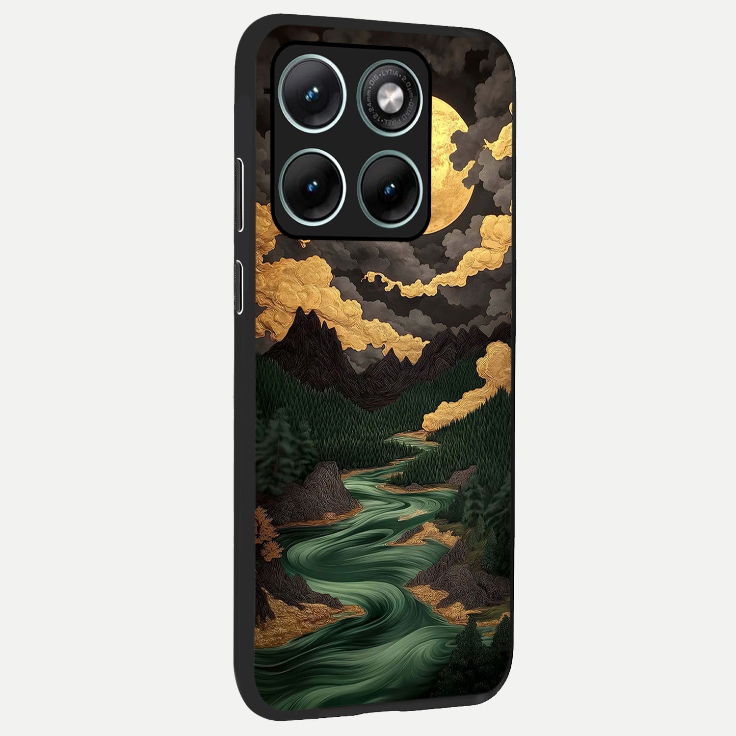  Golden River Moon back cover For Moto Edge 70 Fusion slim fit glass case with vibrant aesthetic design